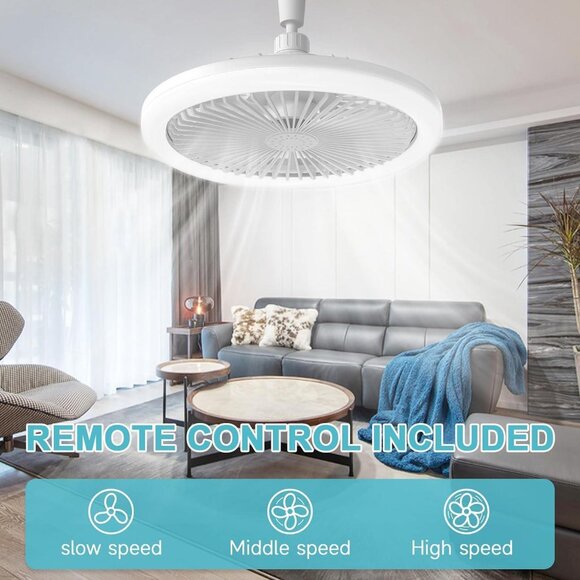 Ceiling Fan with Lights,Small Ceiling Fan with Remote,10-inch Bladeless Fans2Pcs - Picture 7 of 8